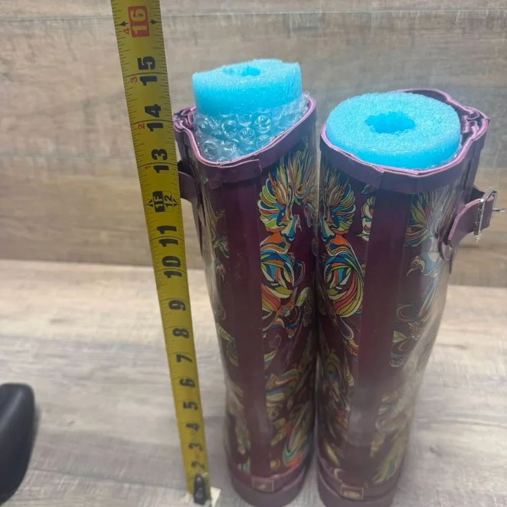 Sakroots Mulberry Floral Rubber Rain Boots Women's Size 10